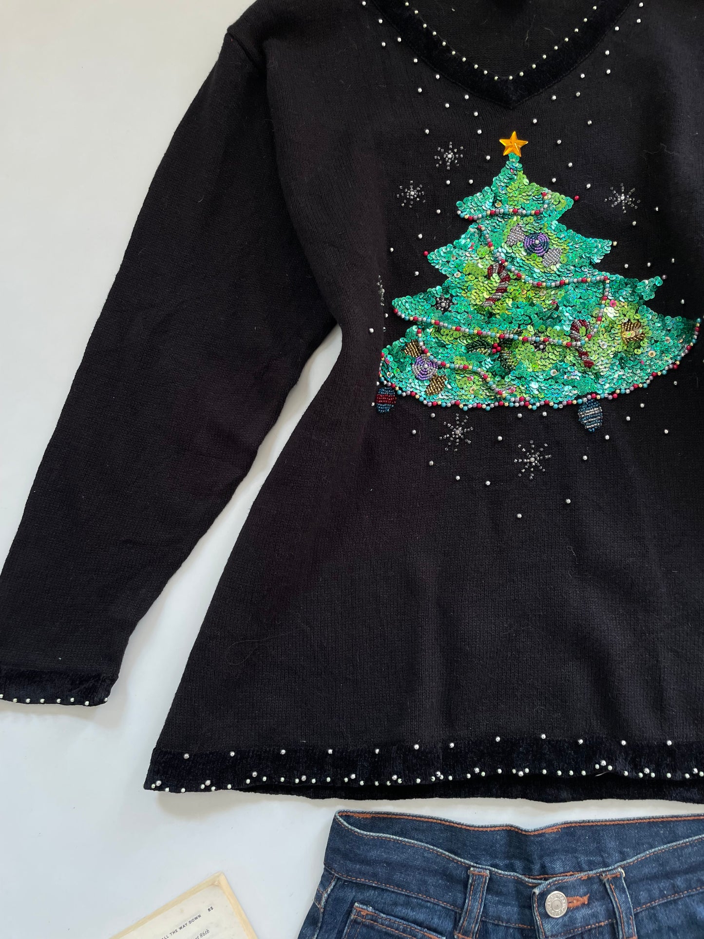 The Quacker Factory Embroidered Christmas Sweater-Bust 48