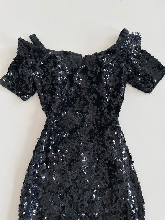 Sweetheart Neck Sequin Dress-Bust 34