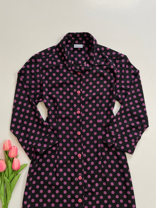 3 SUISSES POLKA DOTTED BUTTON DOWN DRESS - BUST 36