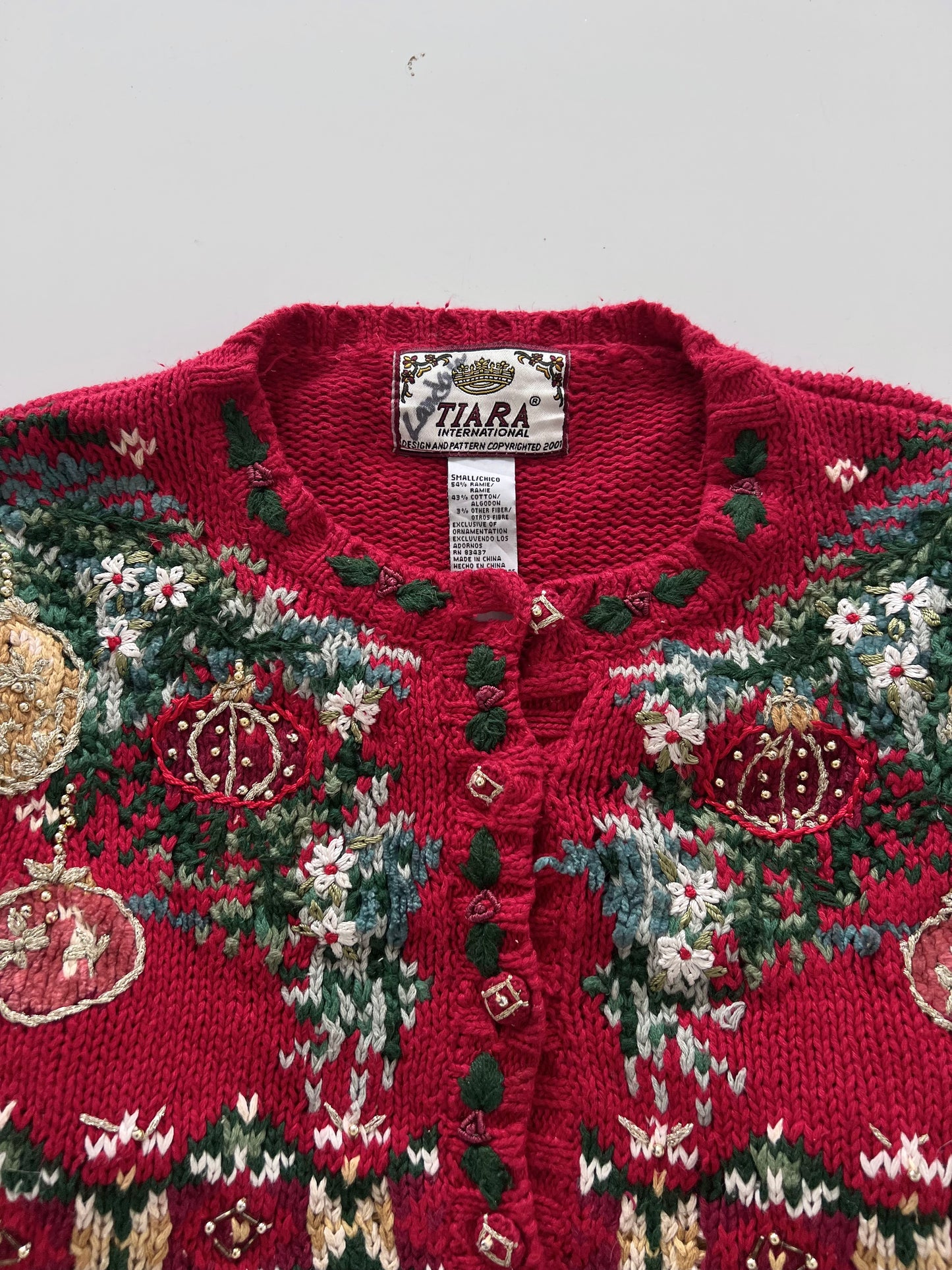Tiara Embroidered Christmas Sweater-Bust 44