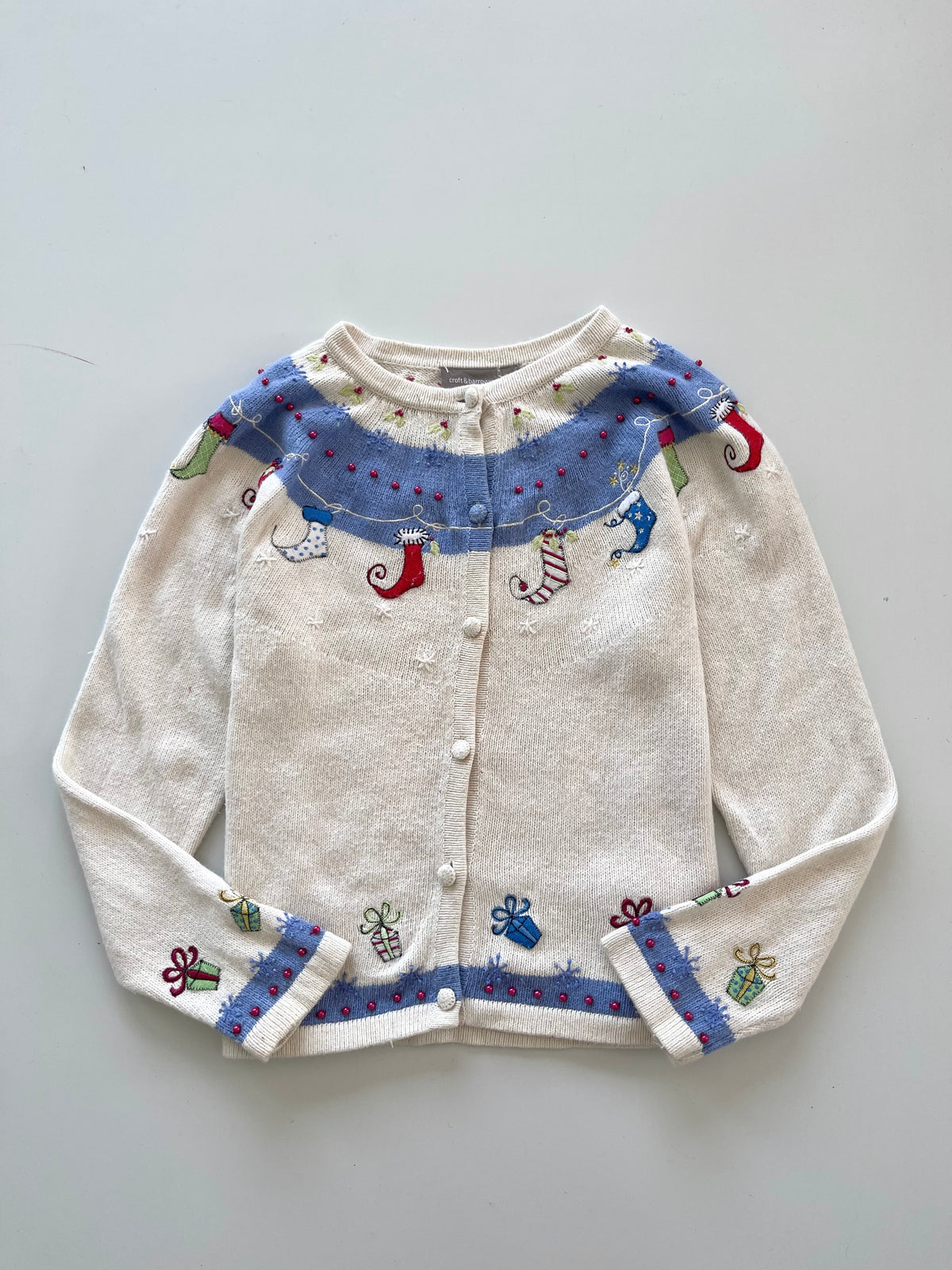 Croft & Barrow Christmas Embroidered Cardigan Sweater-Bust 42