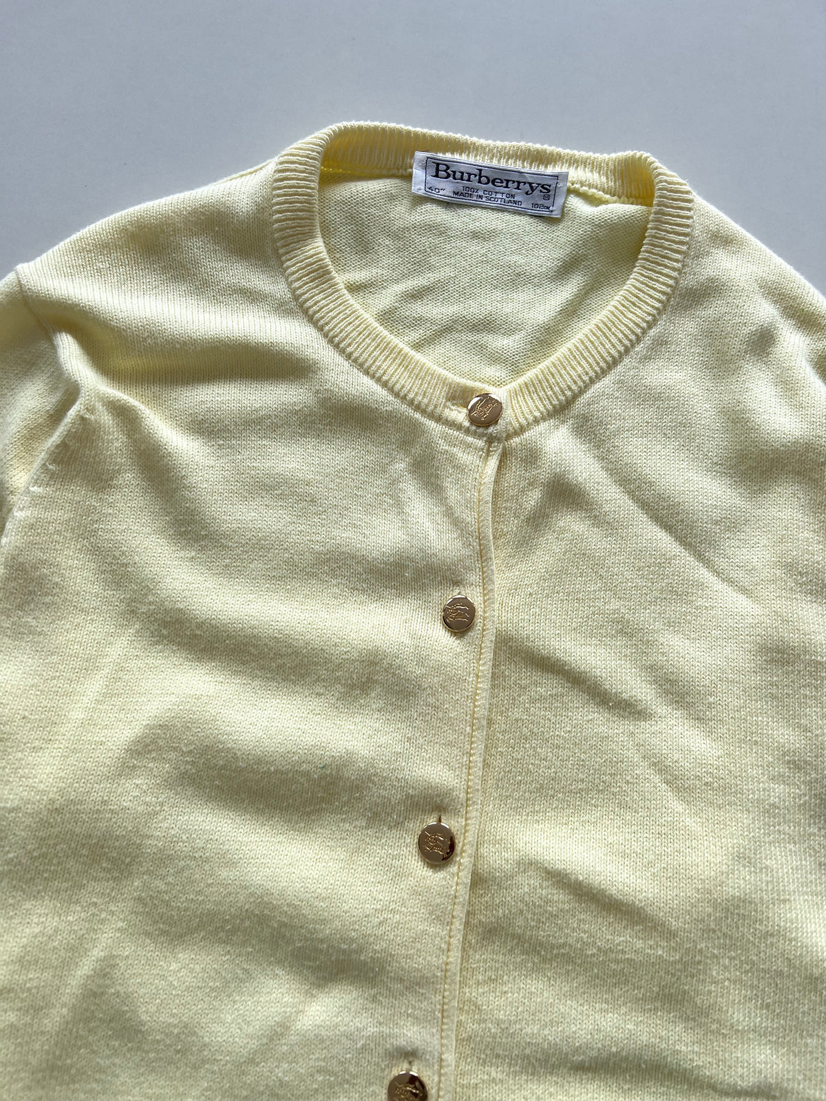 Burberry 100%Cotton Vintage Cardigan With Engraved Buttons-Bust 40
