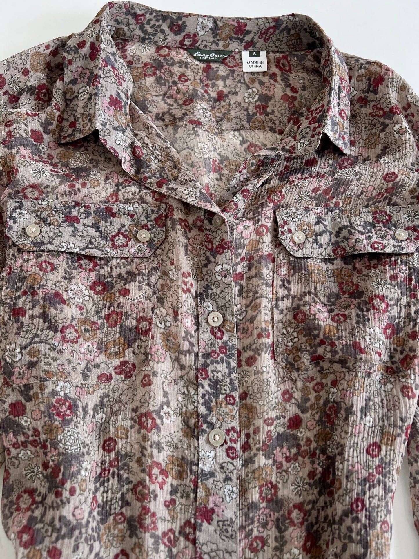Eddie Bauer 100% Silk Sheer Top-Bust 38