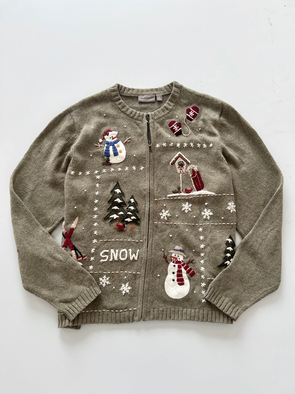 Croft&Barrow Embroidered Christmas Zipper Sweater-Bust 50