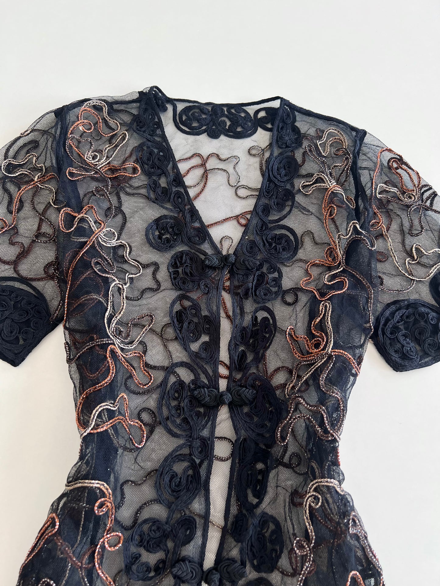 Embroidered Sheer Top-Bust 40