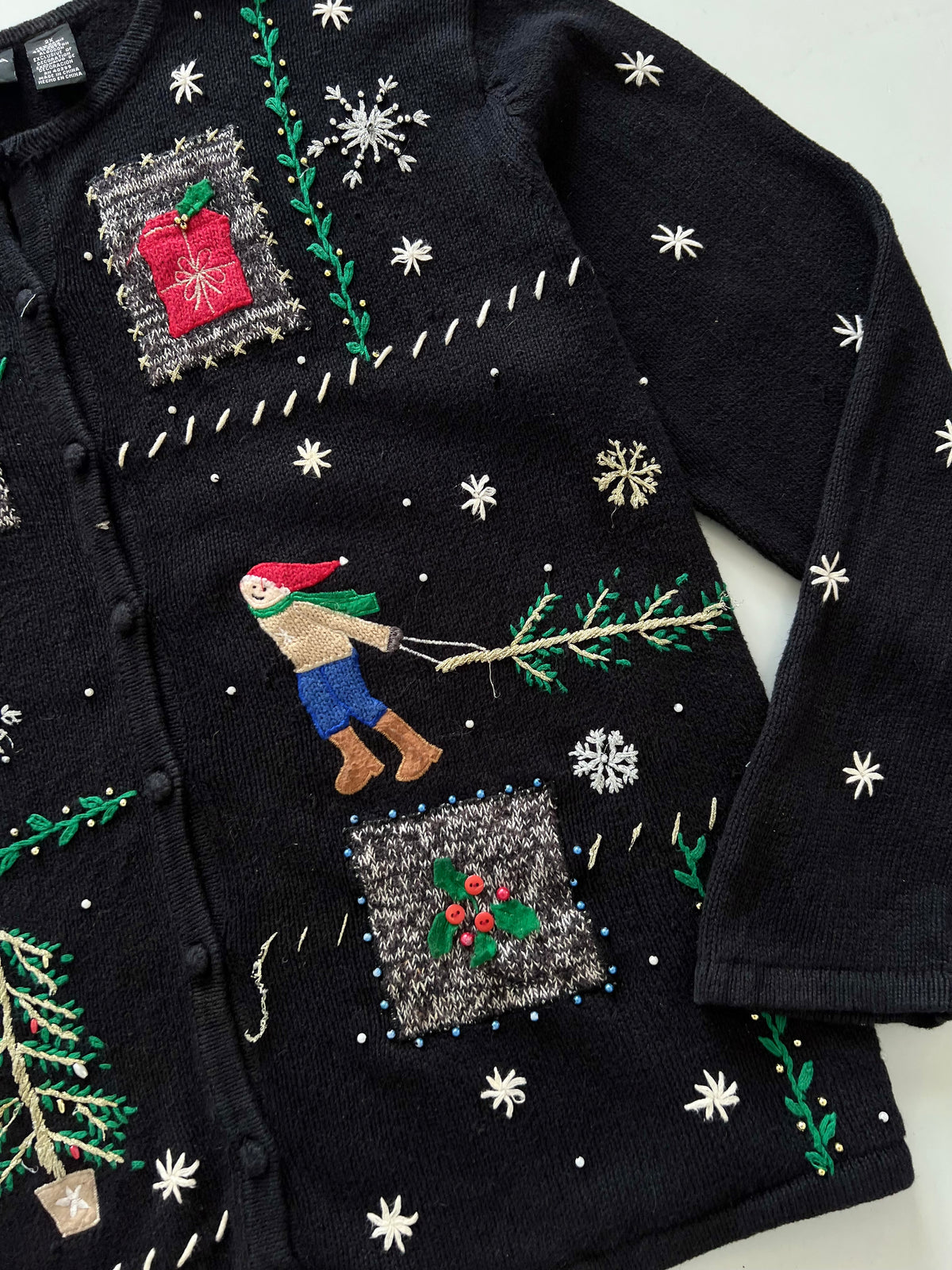 Erika Embroidered Christmas Cardigan Sweater-Bust 56
