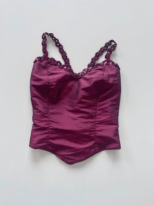 Wine Sequin Vintage Top-Bust 30 to 32