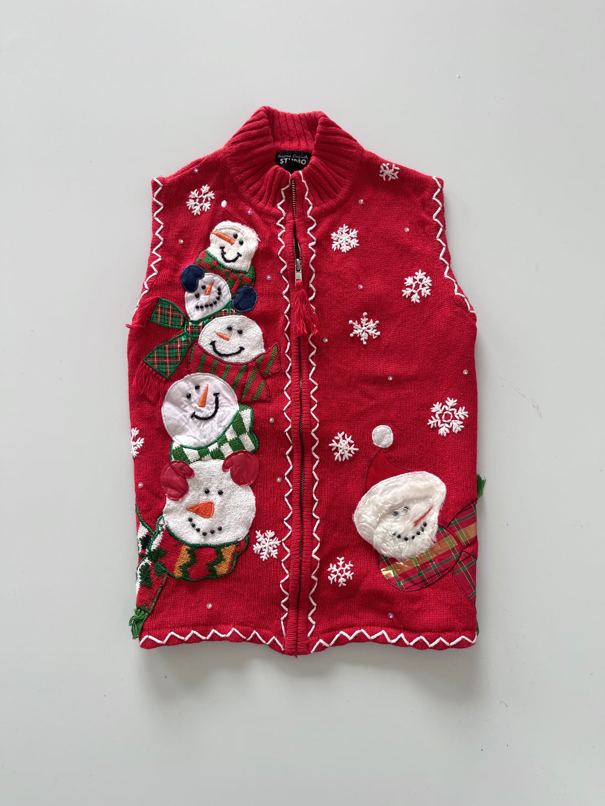 Studio Joy Embroidered Christmas Vest Sweater-Bust 36