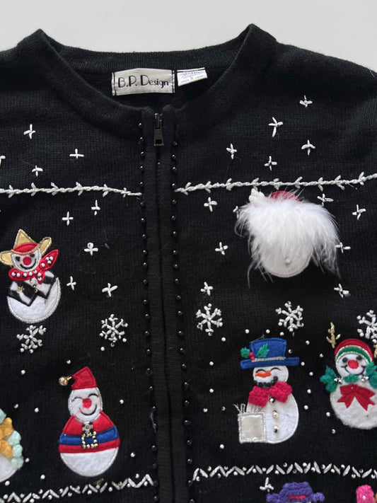 BPDesign Embroidered Christmas Zipper Sweater-Bust 46