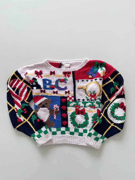 Knitted Christmas Hand Embroidered Sweater-Bust 44