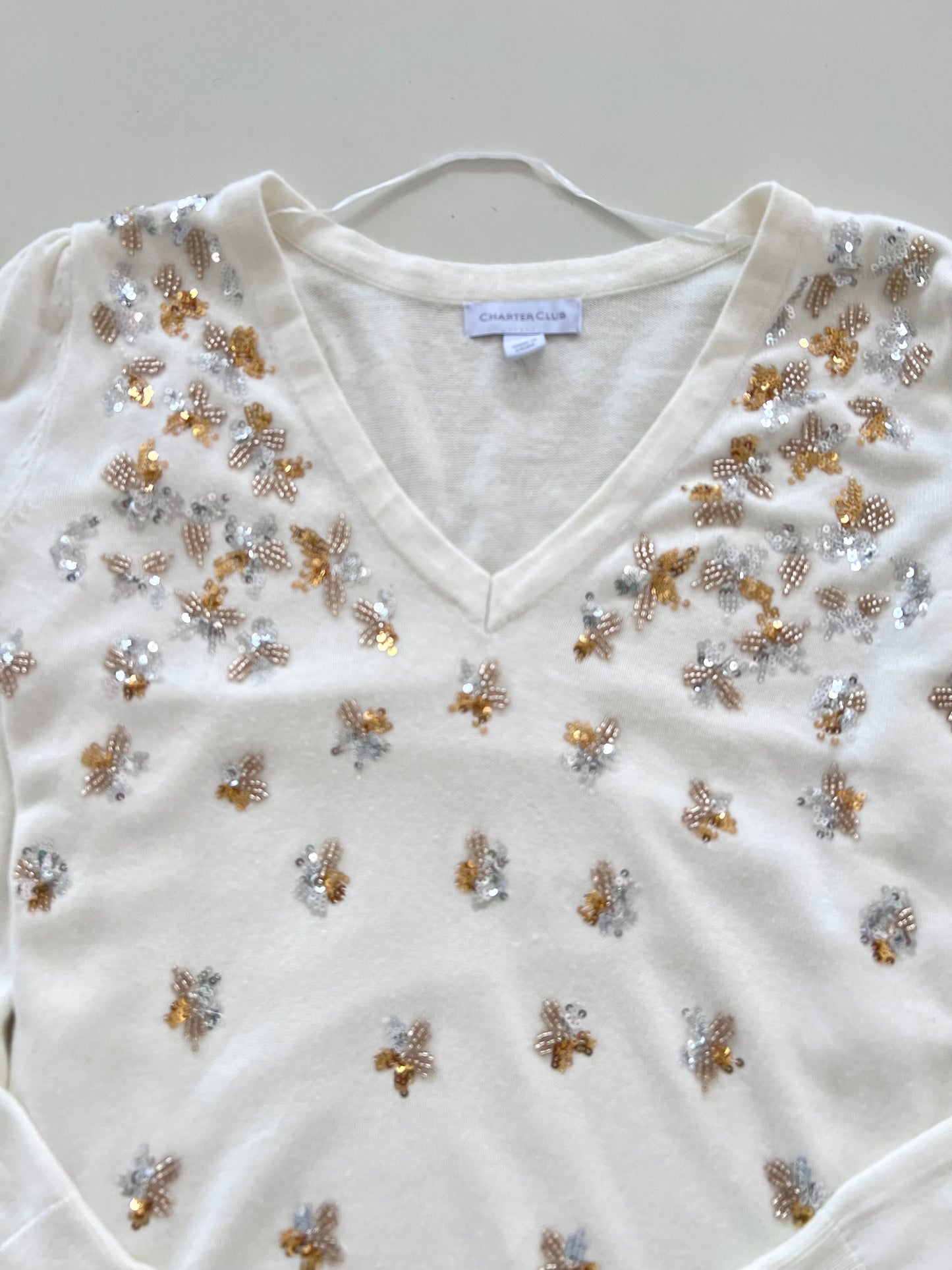 Charter Club Hand Embroidered Sweater-Bust 46