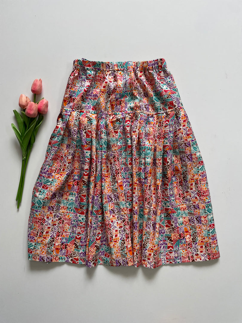 MULTICOLOUR PRINTED SKIRT - WAIST 34 TO 38