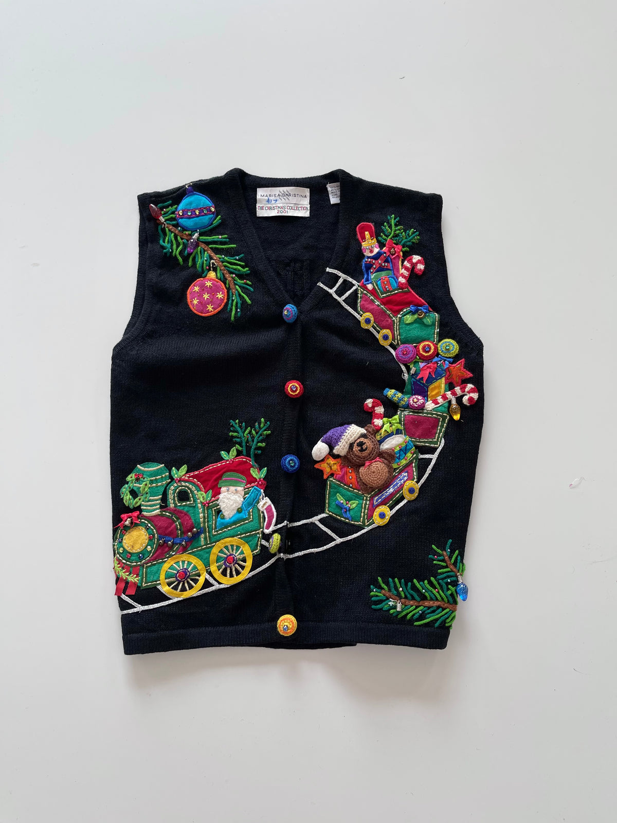 Marisa Christina Embroidered Christmas Vest Sweater-Bust 42