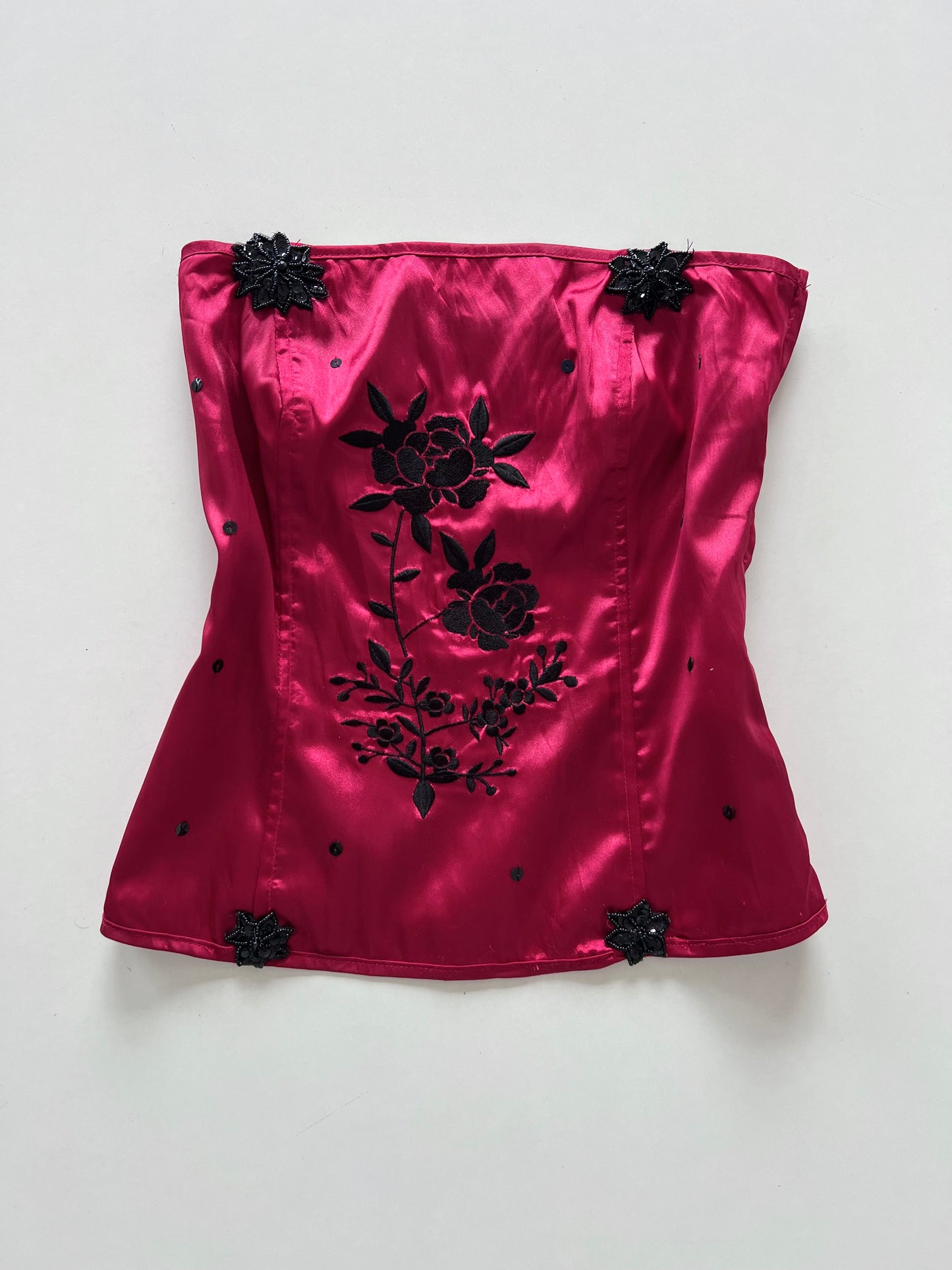 Satin Embroidered Tube Top-Bust 32