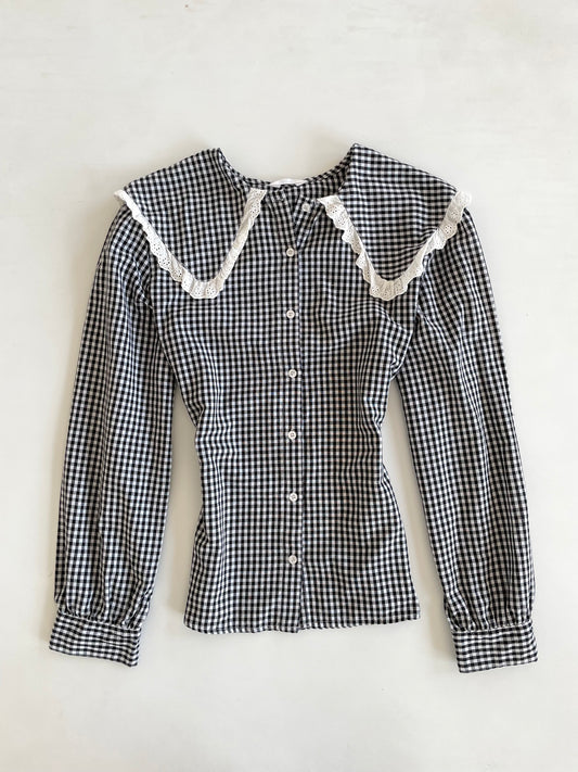Gingham Peter Pan Shirt-Bust 42