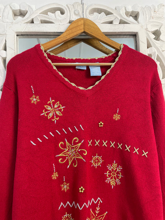 Embroidered Christmas Sweater-Bust 46