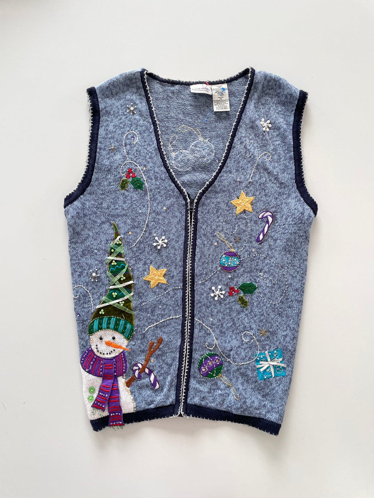 White Stag Christmas Embroidered Vest Sweater-Bust 50