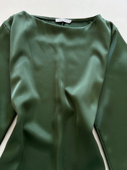 Vintage Dramatic Sleeved Satin Dress-Bust 42
