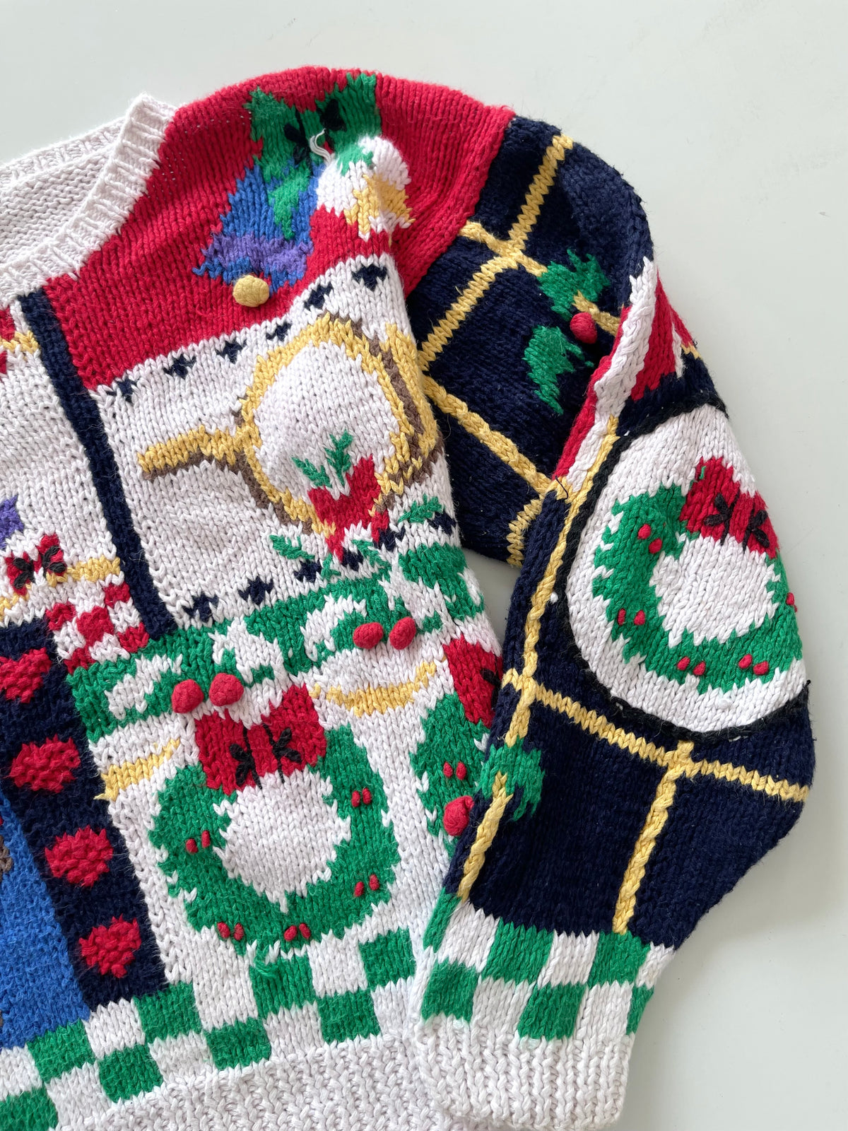 Knitted Christmas Hand Embroidered Sweater-Bust 44