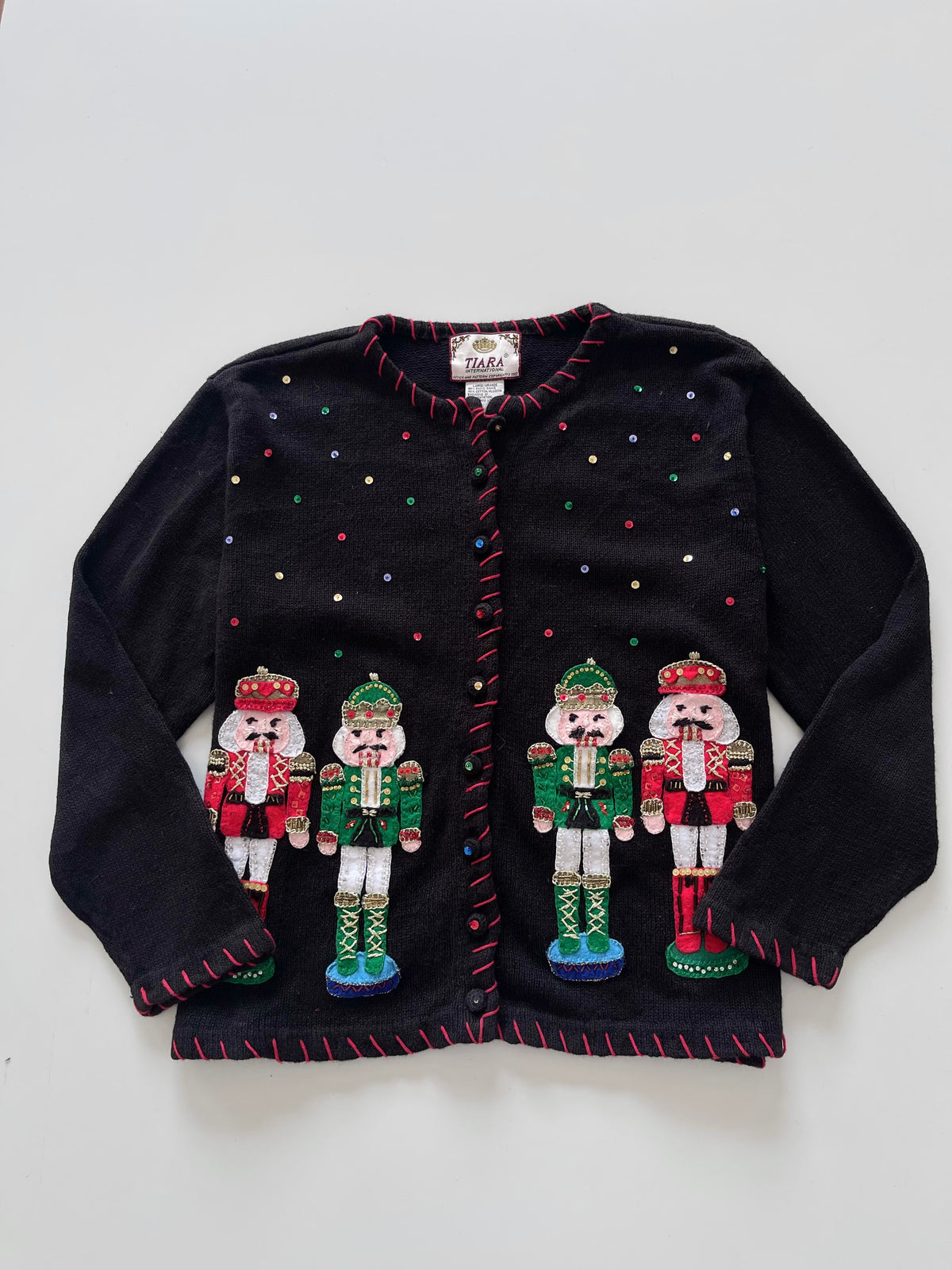 Tiara Embroidered Christmas Cardigan Sweater-Bust 48