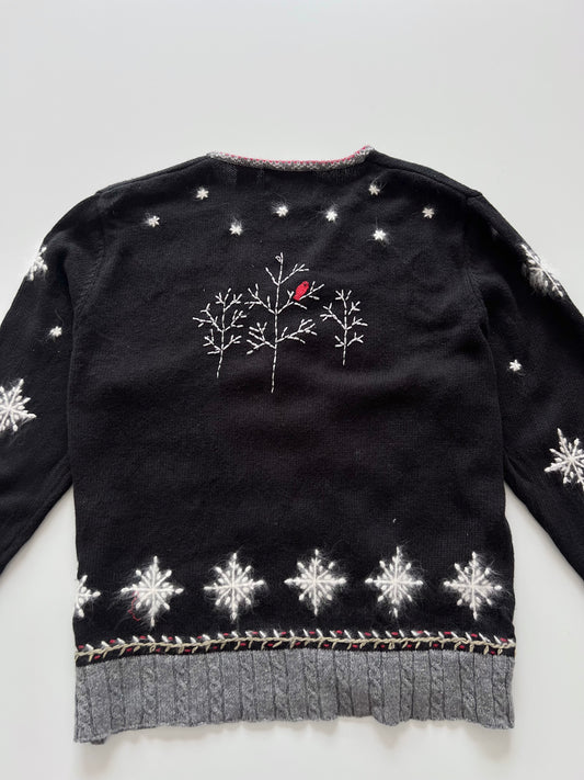 HolidayLodge Christmas Embroidered Sweater Zipper-Bust 50