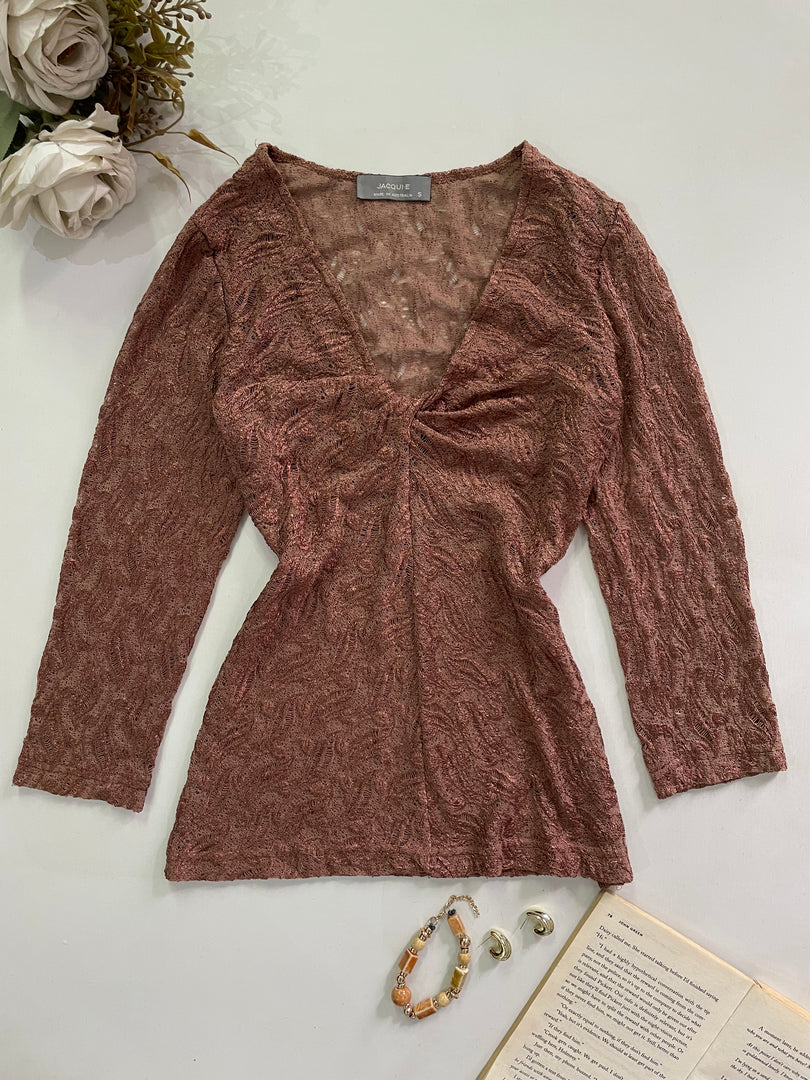 Jacqui E Semi Sheer Top-Bust 32 to 34