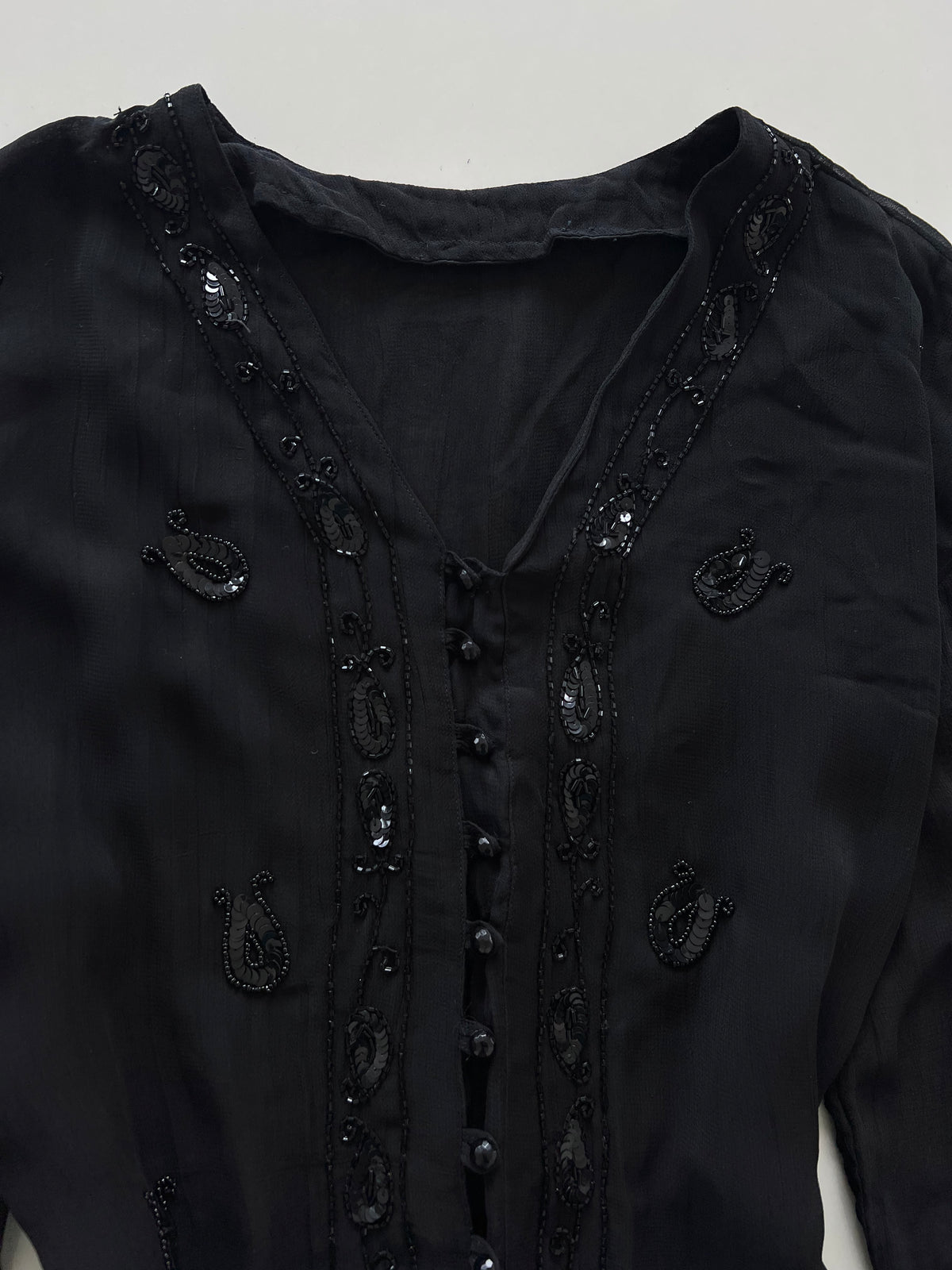 Vintage Hand Embroidered Sheer Top-Bust 50