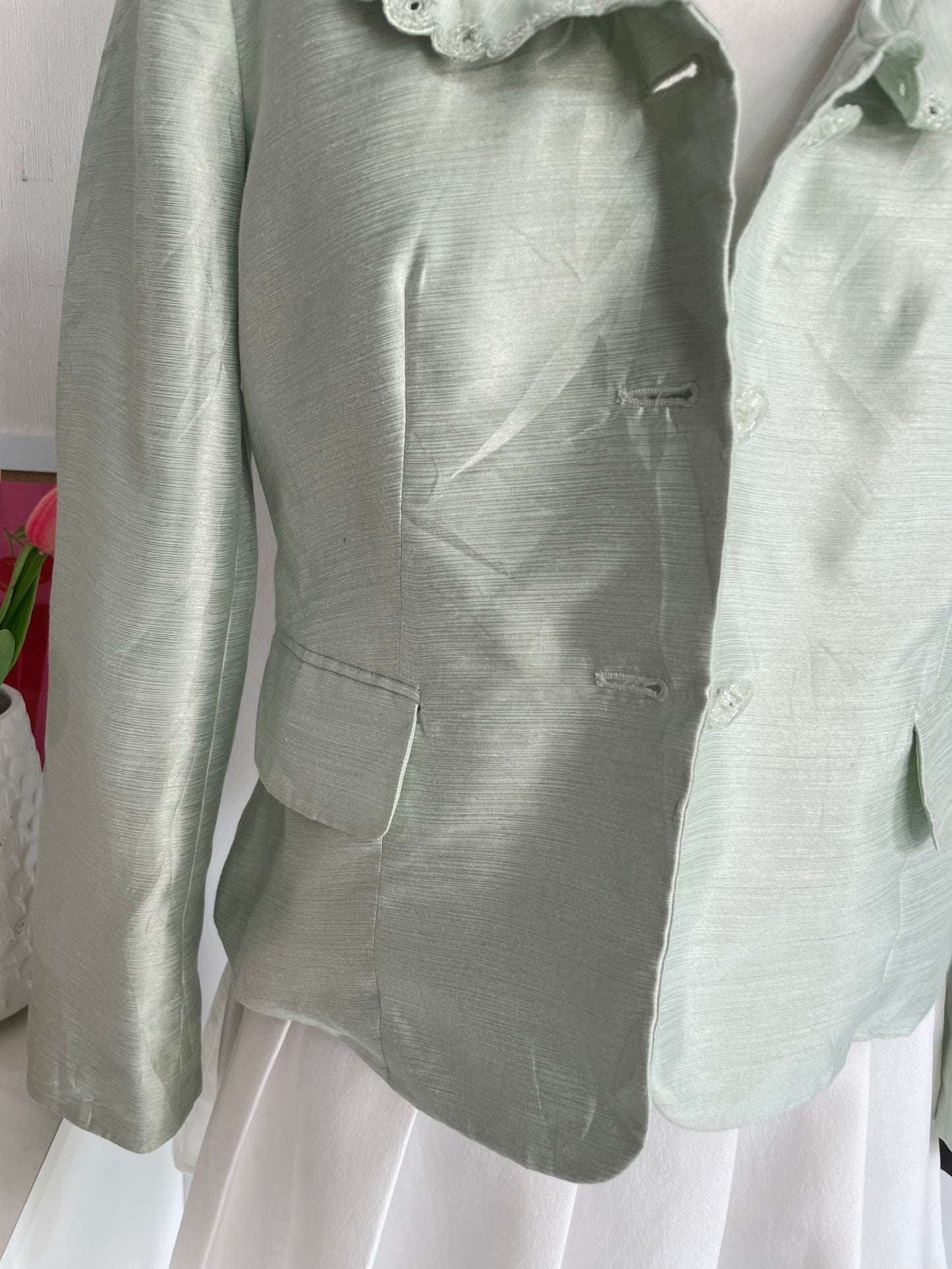 EMBROIDERED SEAFOAM GREEN BLAZER- BUST 38