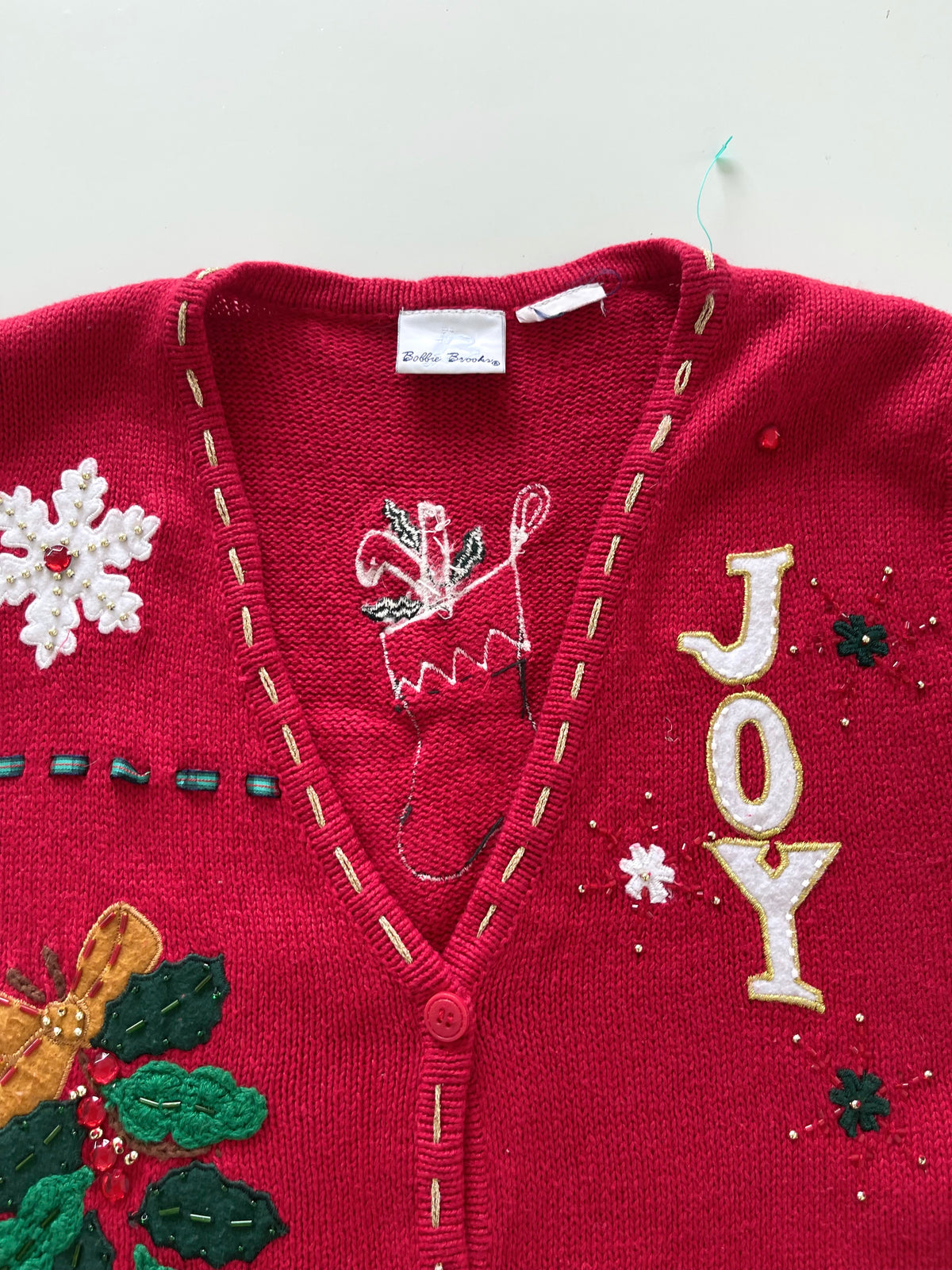 Bobbie Brooks Embroidered Christmas Vest Sweater-Bust 46