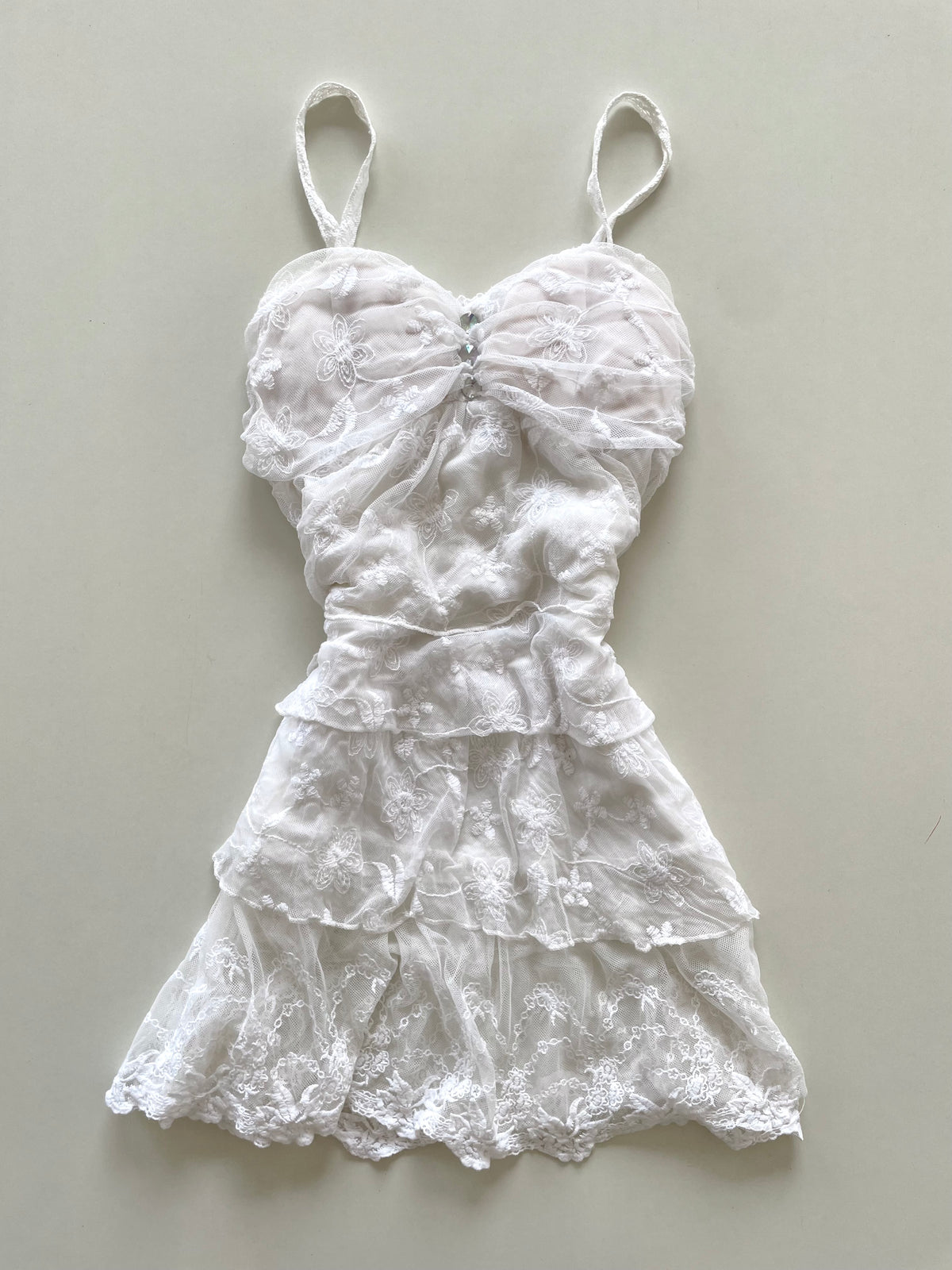 Vintage Ruffle & Lace Dress-Bust 30 to 32