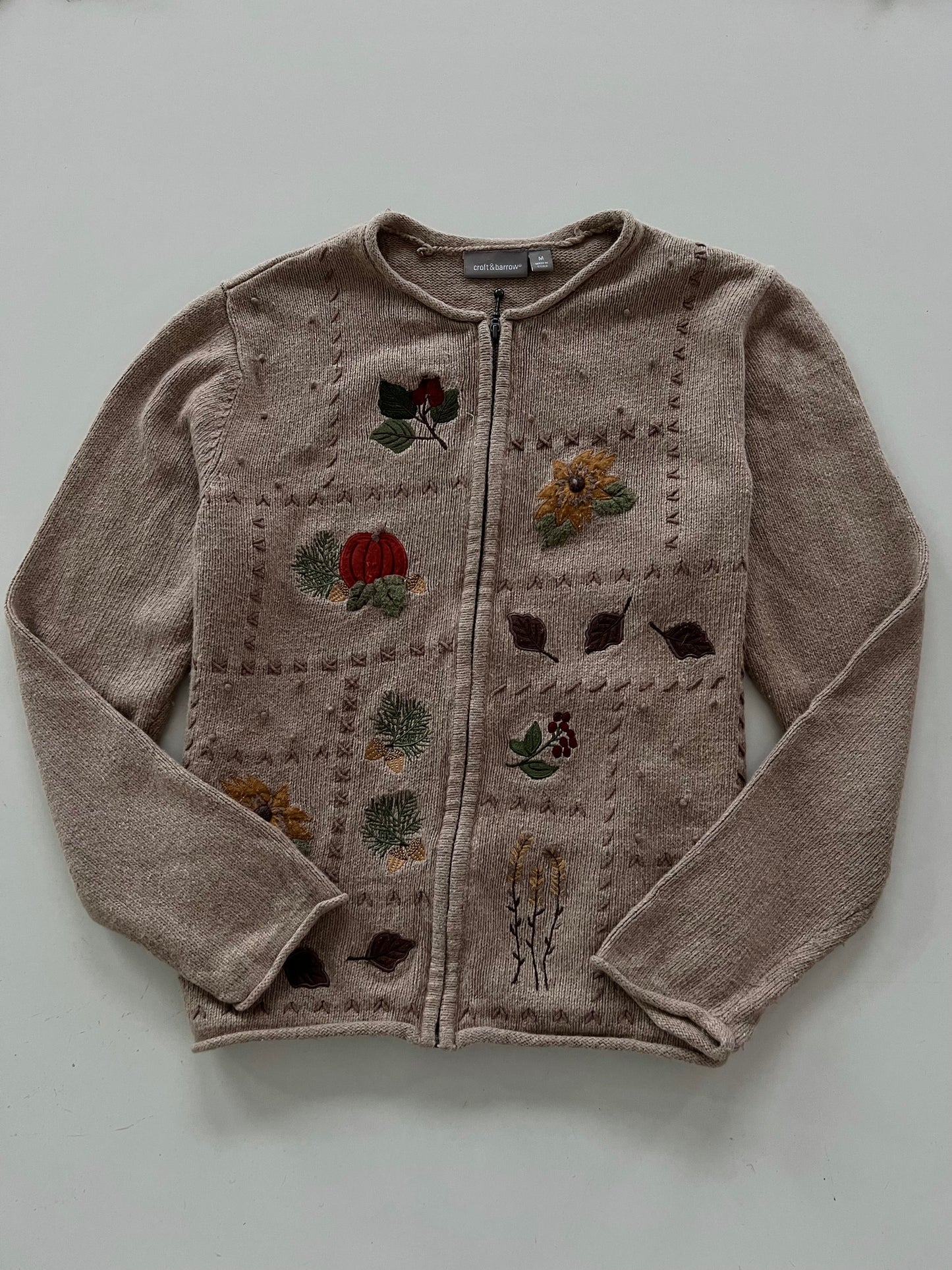 Croft & Barrow Embroidered Zipper-Bust 44