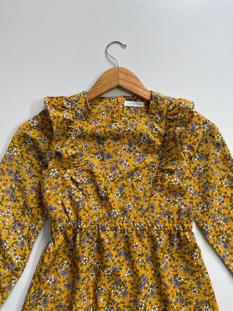 MUSTARD FLORAL KOREAN DRESS - BUST 28 (Kid’s Size)