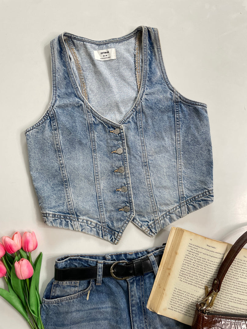 Cotton On Denim Waistcoat-Bust 36