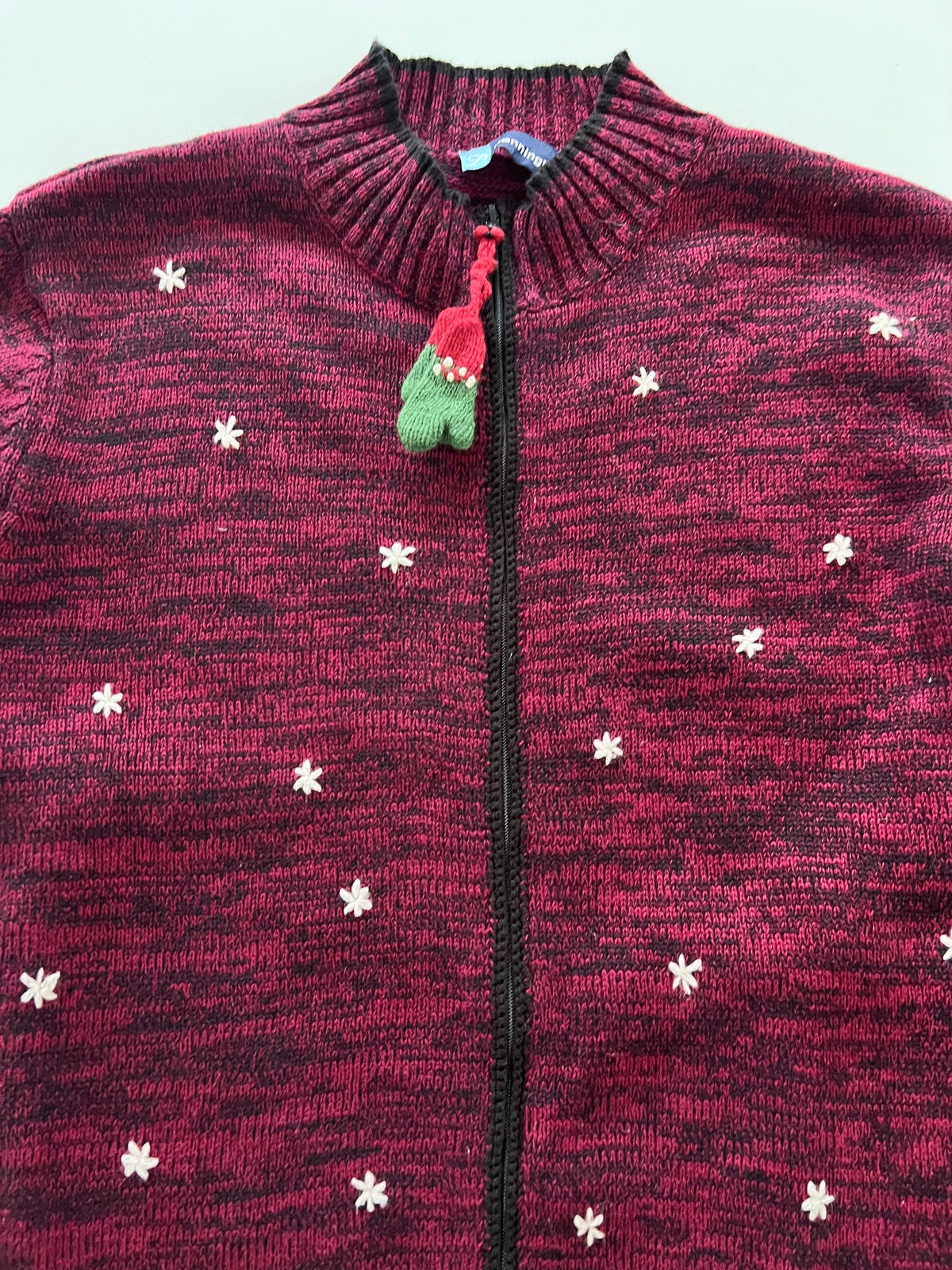 Penningtons Embroidered Christmas Zipper Sweater-Bust 48