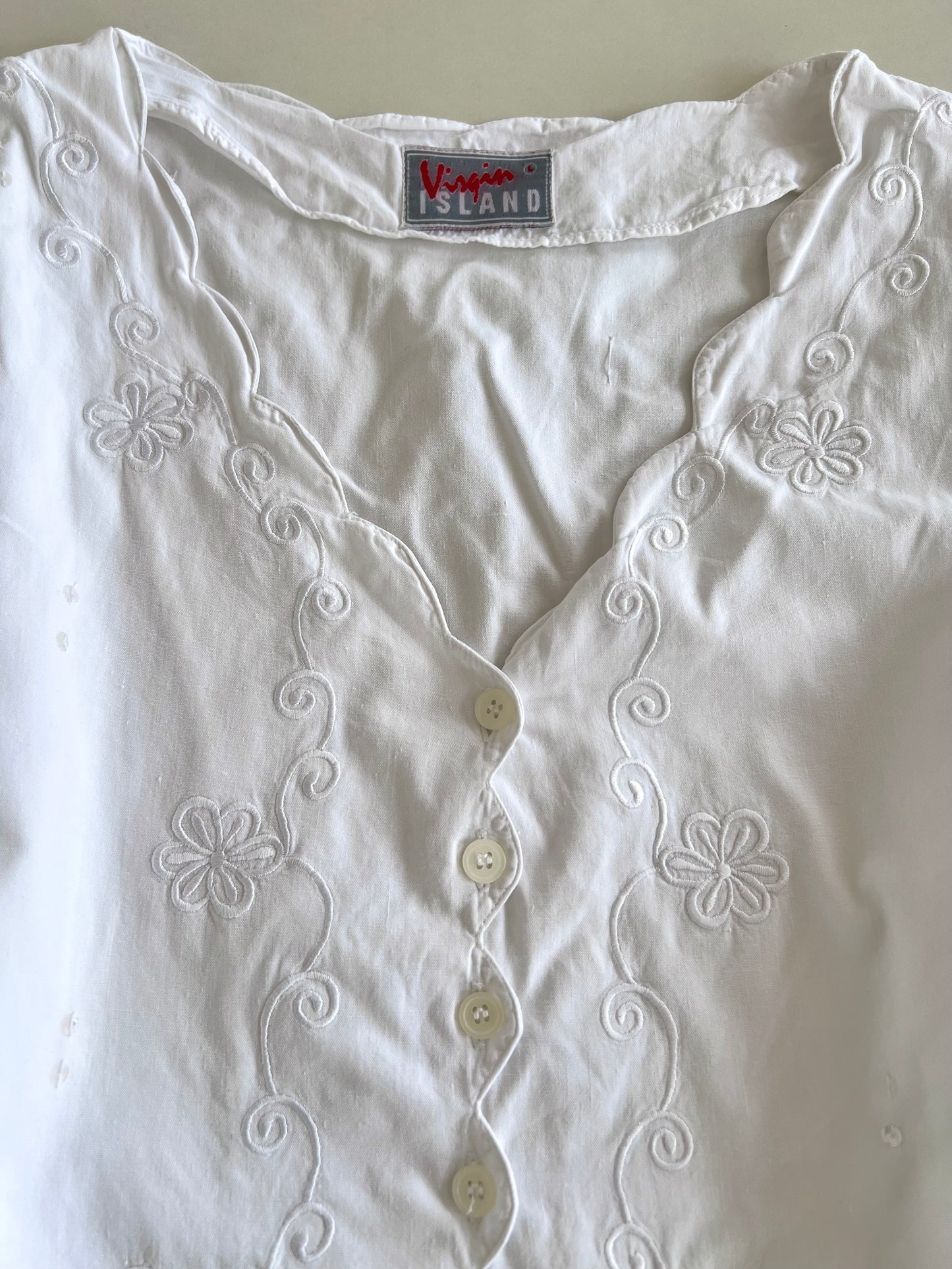 Virgin Island Embroidered Cotton Top-Bust 40