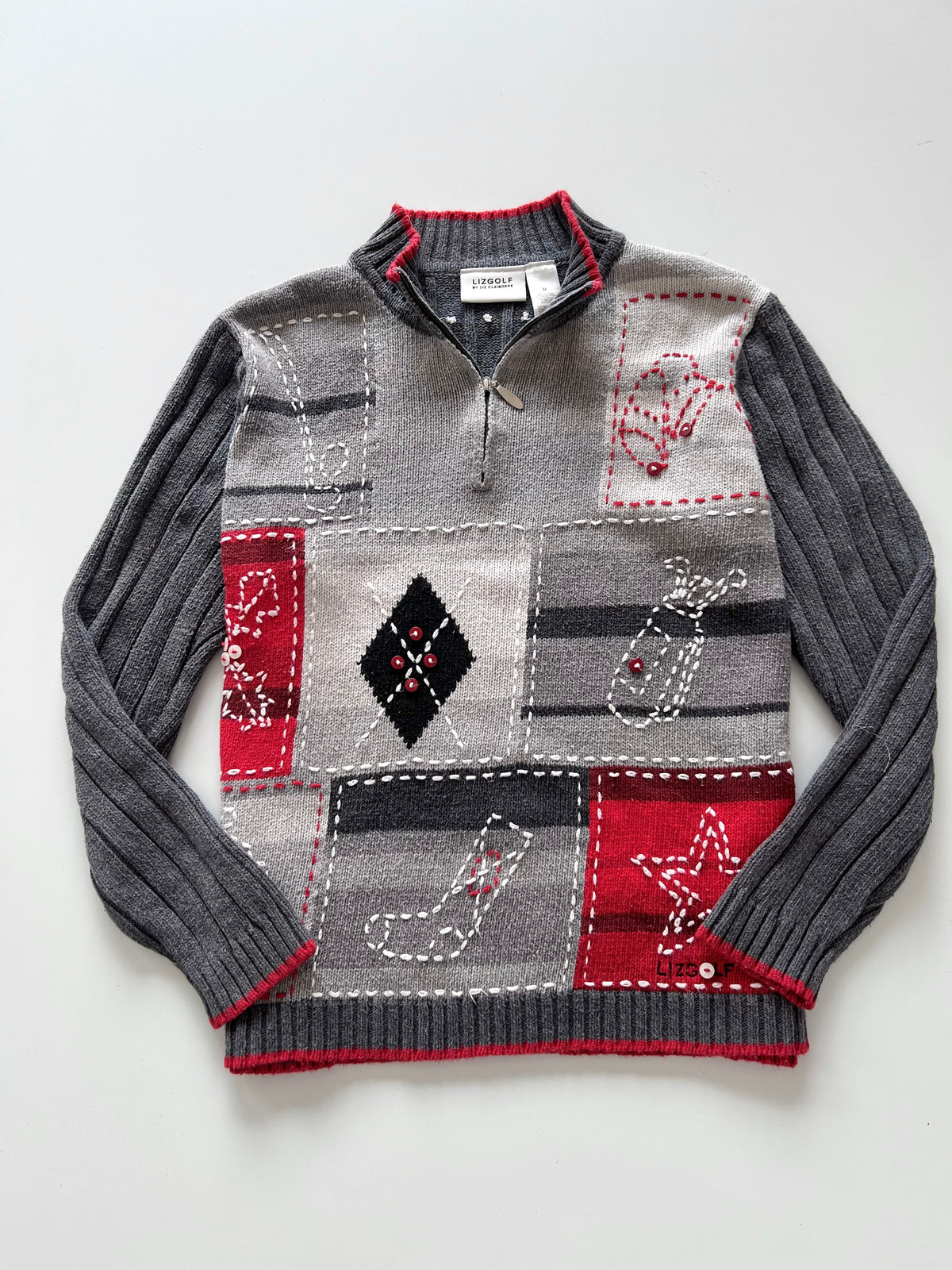 Lizgolf Embroidered Christmas Sweater-Bust 44