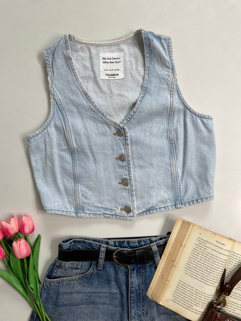 Pull & Bear Denim Waistcoat-Bust 36