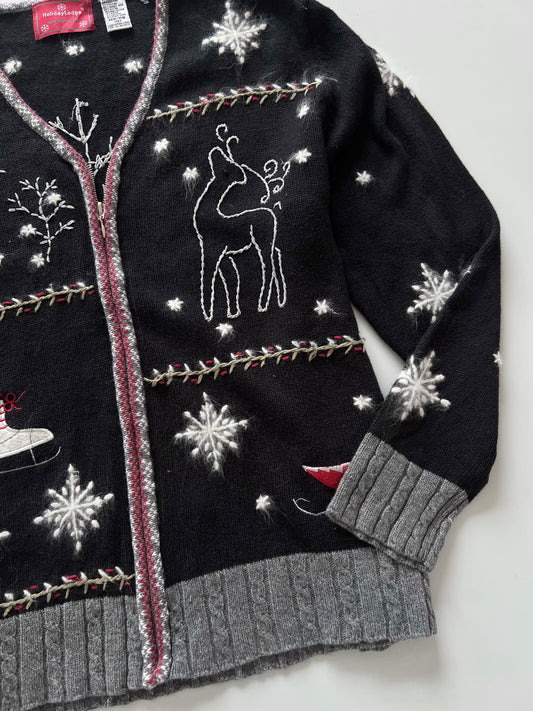 HolidayLodge Christmas Embroidered Sweater Zipper-Bust 50