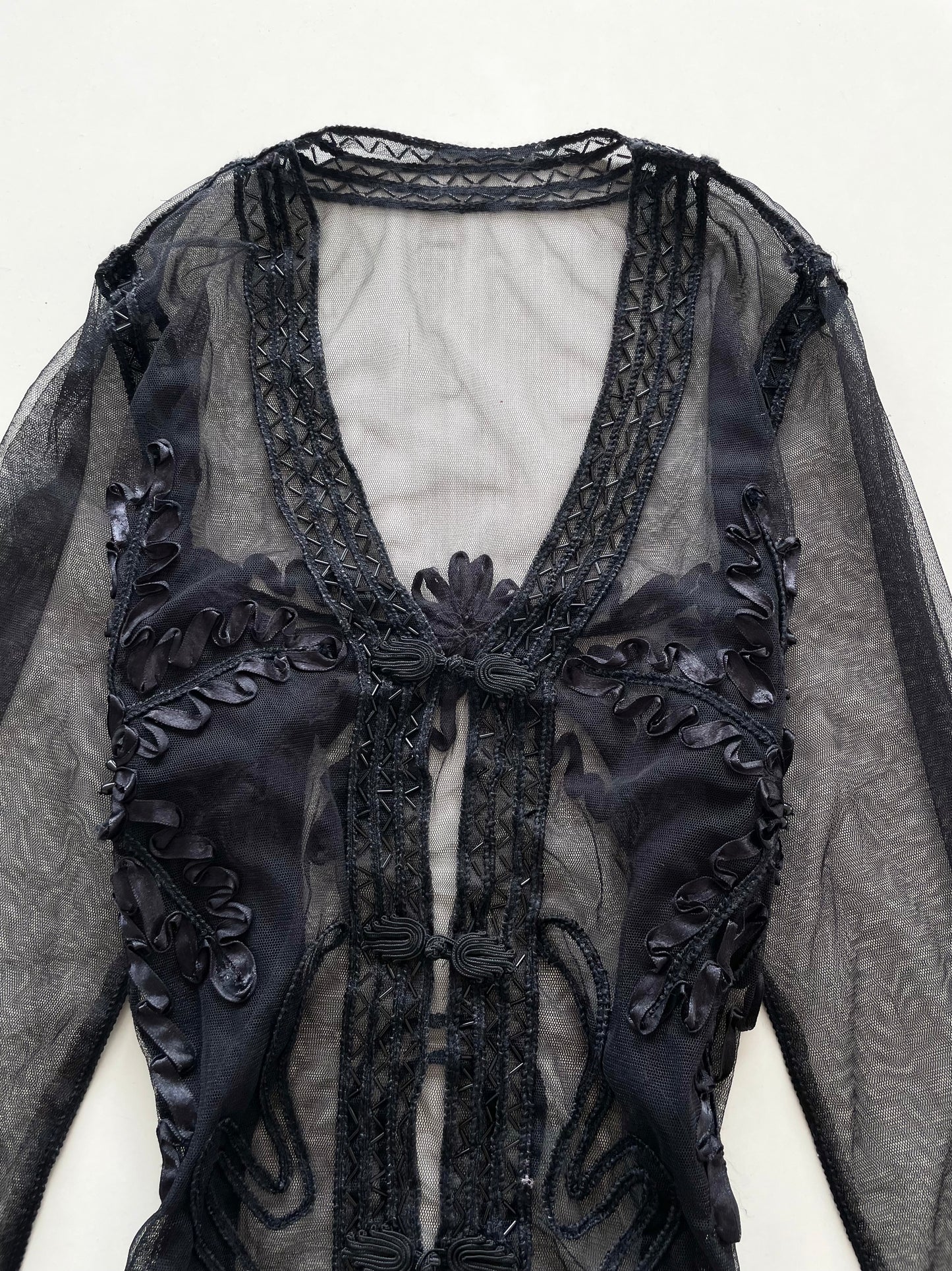 Chinese Embroidered Sheer Vintage Top-Bust 46