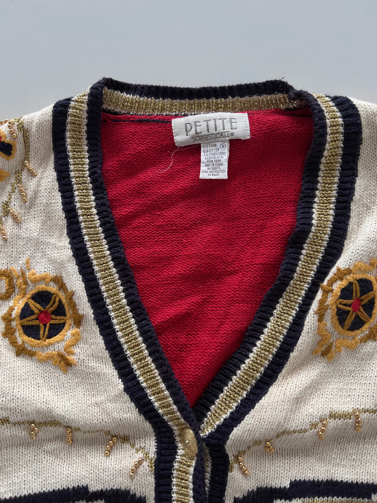 Petite Sophisticate Embroidered Christmas Sweater-Bust 44