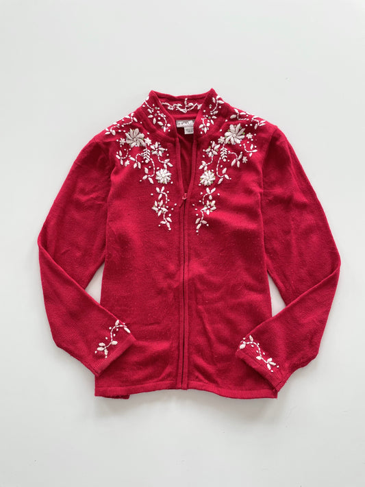 Tanjay Hand Embroidered Zip Up Sweater-Bust 42