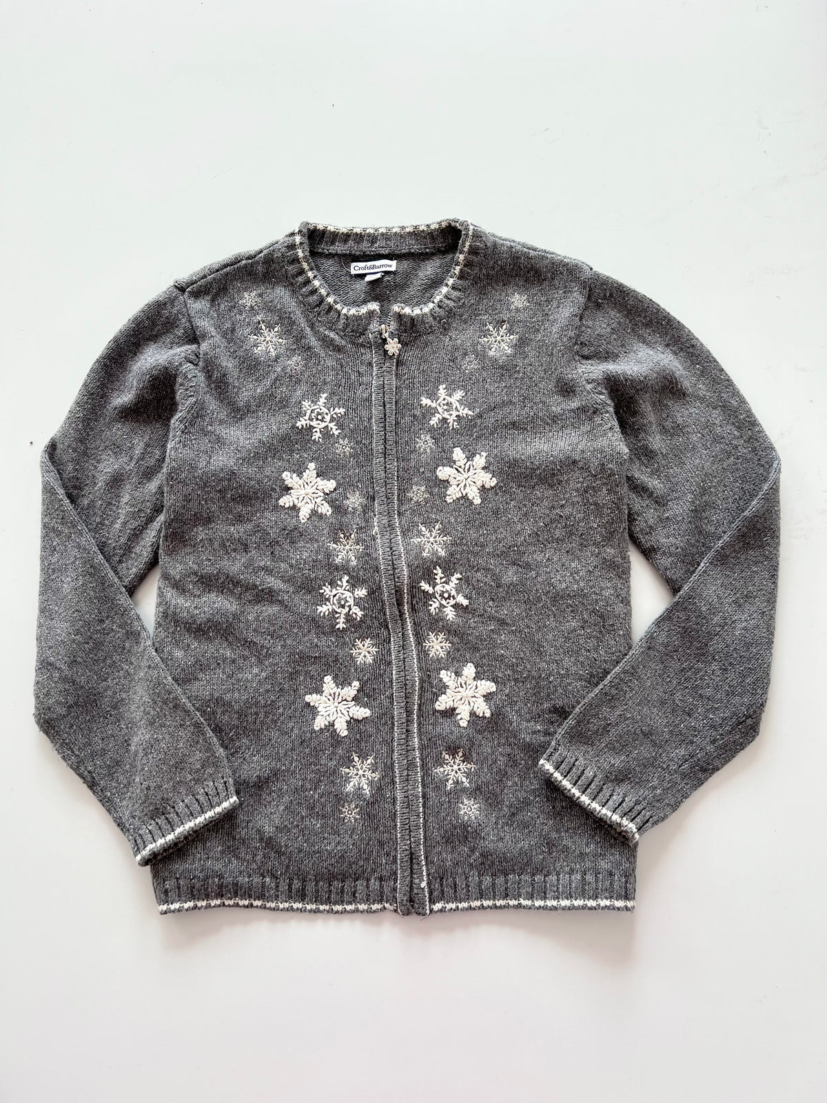 Croft&Barrow Embroidered Christmas Zipper Sweater-Bust 42