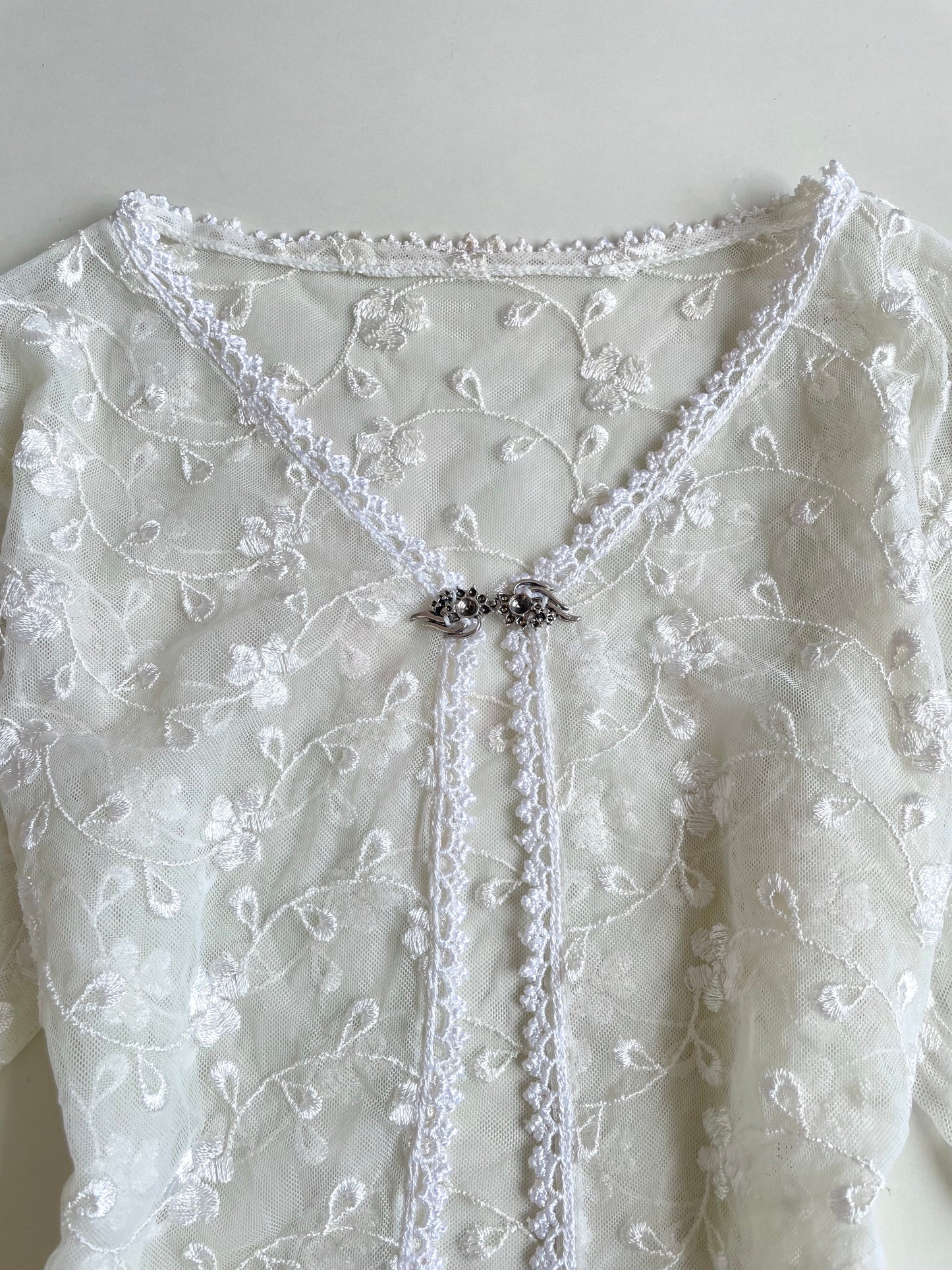 Embroidered Sheer Vintage Shrug-Bust 34