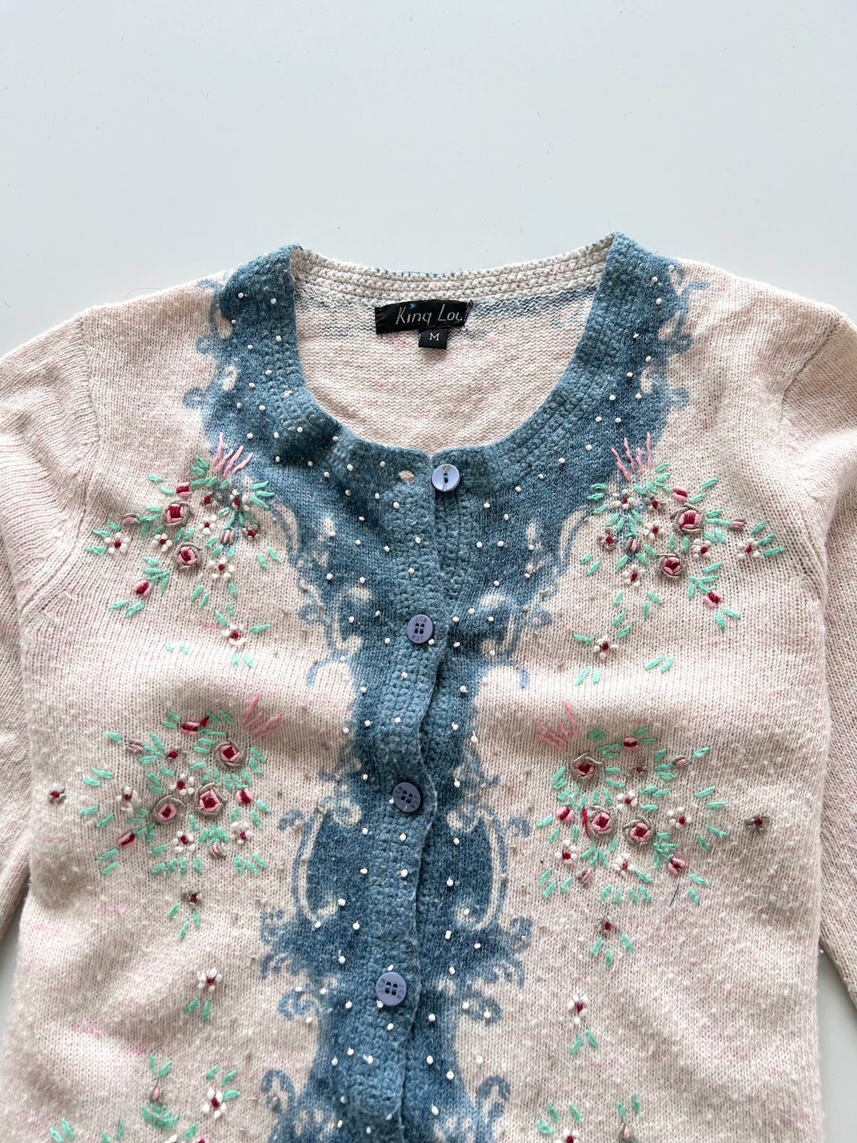 King Lou Embroidered Cardigan Sweater-Bust 38