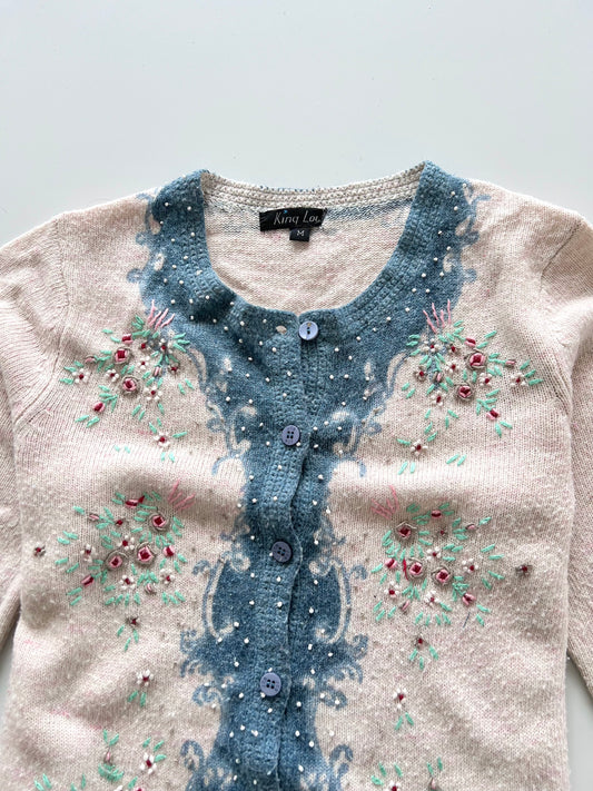 King Lou Embroidered Cardigan Sweater-Bust 38