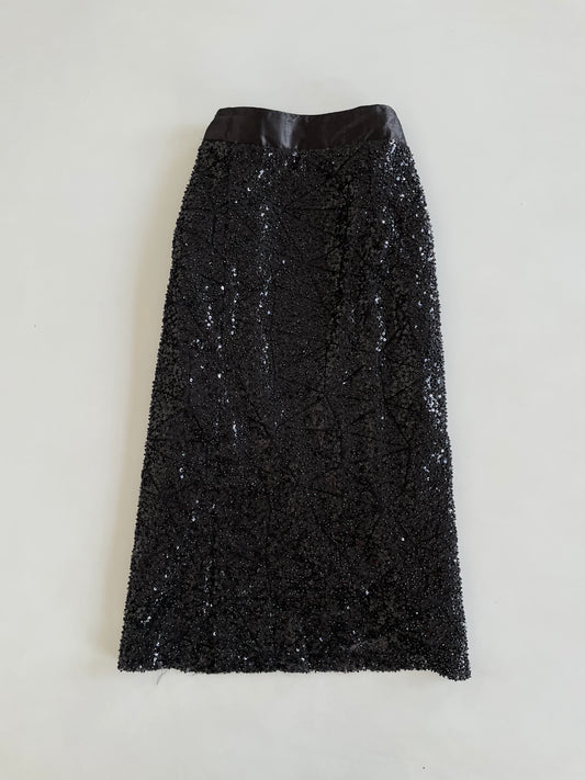 Heavily Embroidered Lacy Sequin Skirt -Waist 34