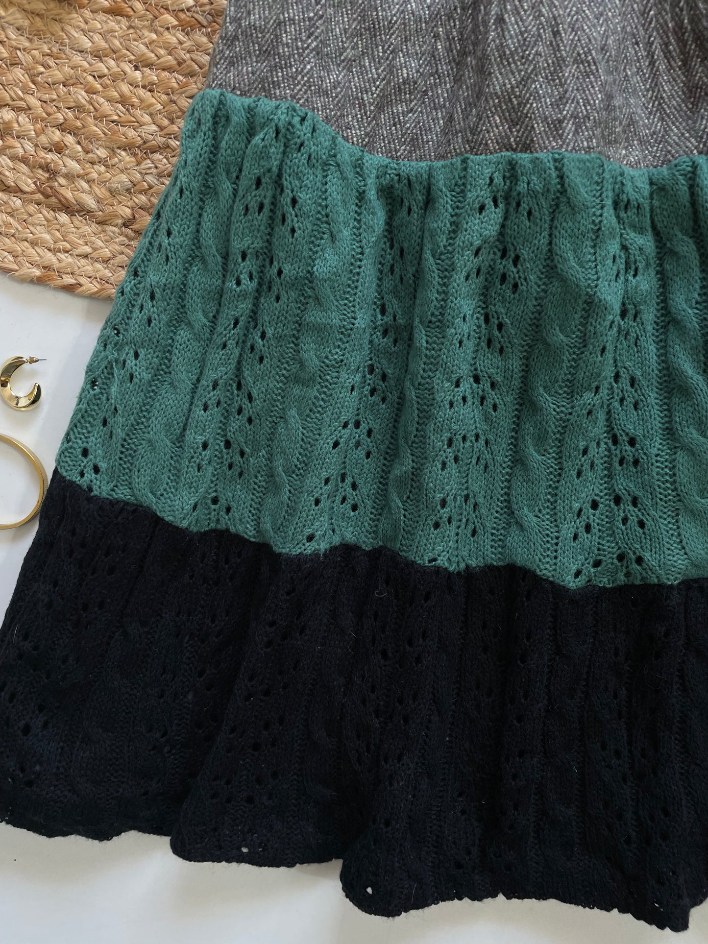 Vintage Crochet Knit Long Skirt - Waist 30 to 34