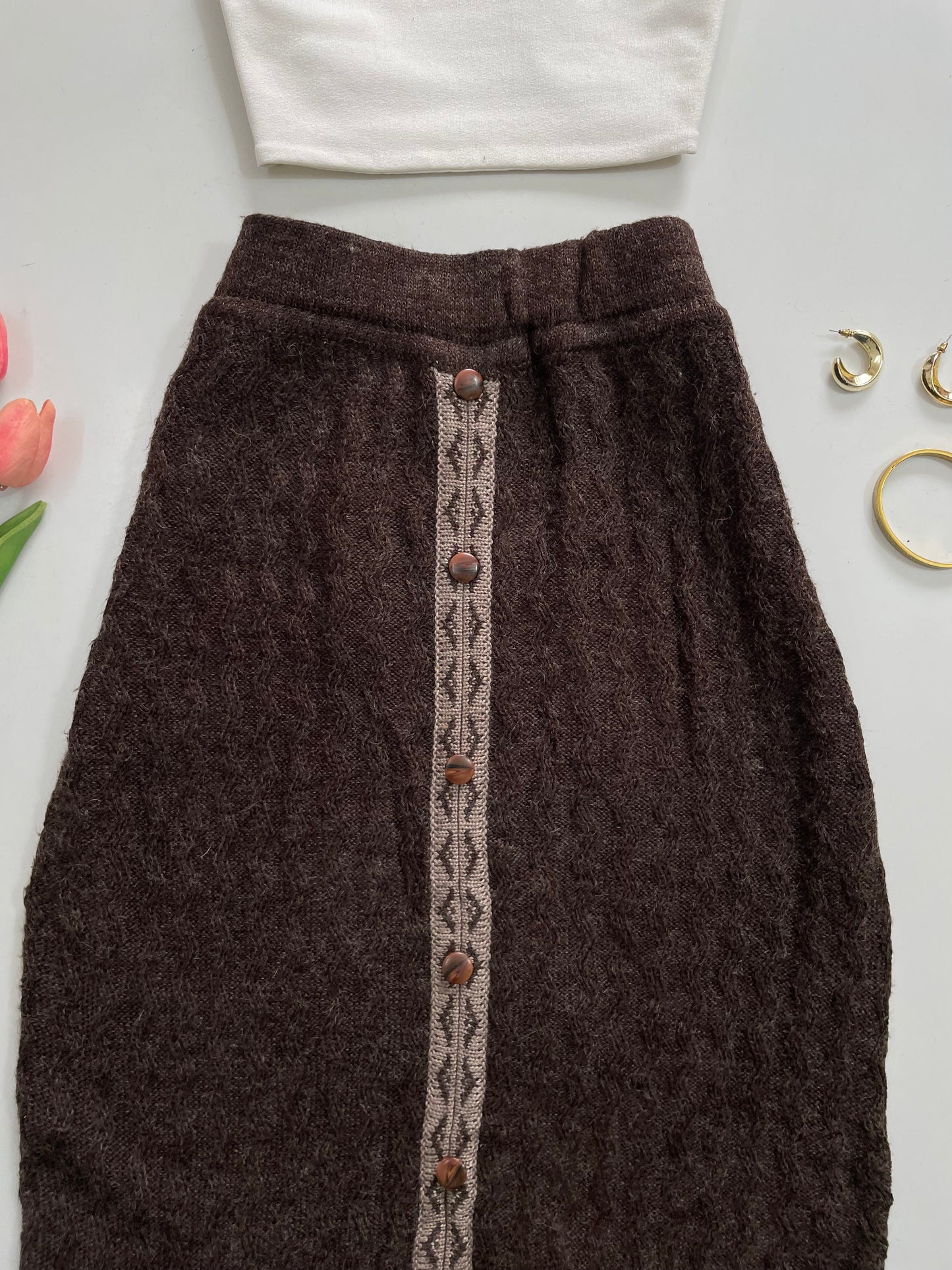 Vintage Brown Skirt - Waist 26 to 30