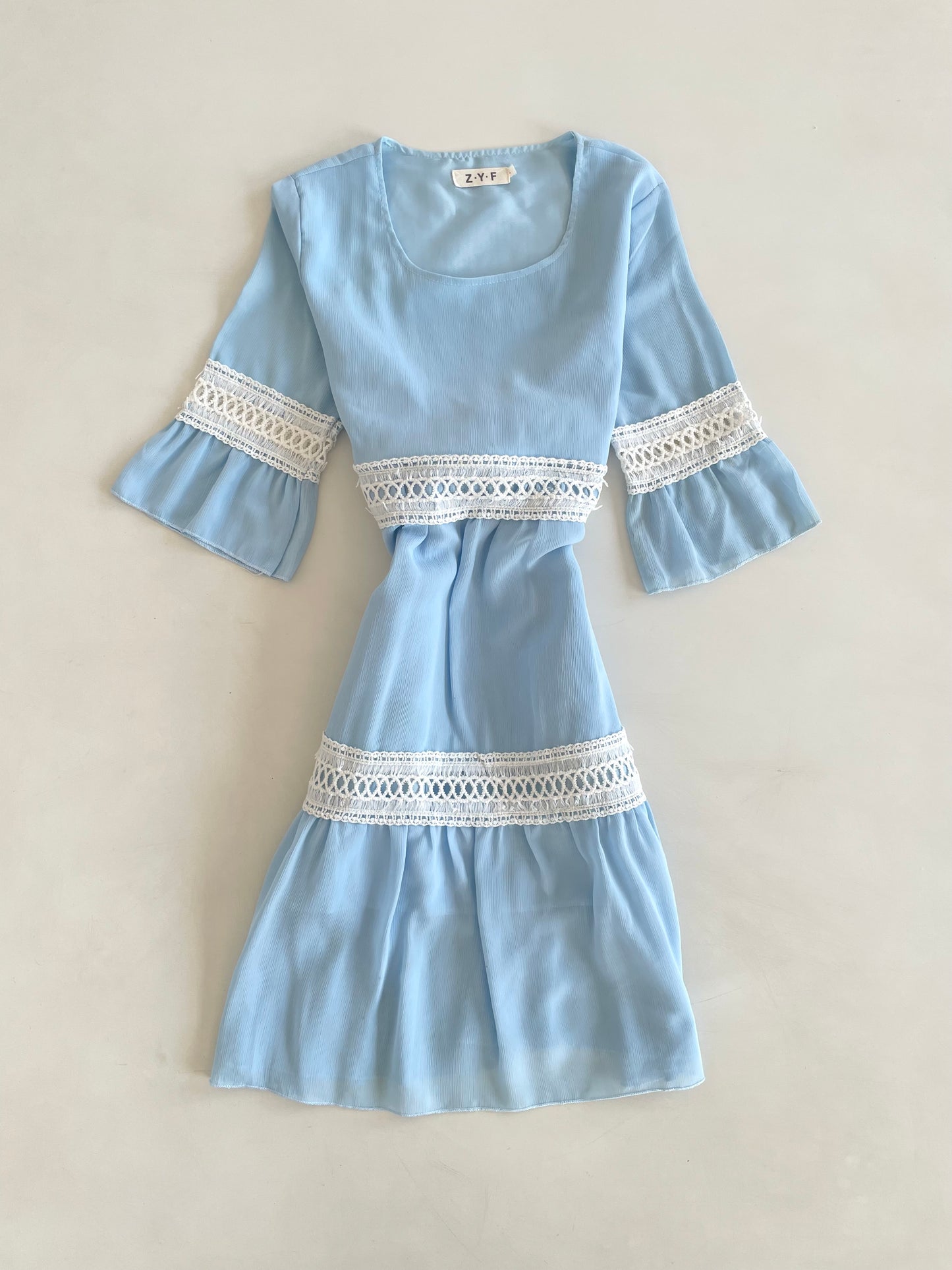 Baby Blue Lace Dress-Bust 36