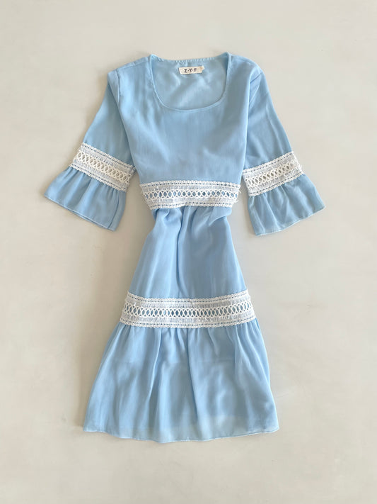 Baby Blue Lace Dress-Bust 36